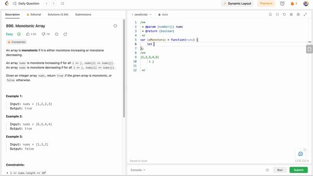 896. Monotonic Array - JavaScript смотреть онлайн