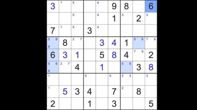 Sudoku solution – New York Times sudoku 3 April 2023 Hard level смотреть онлайн