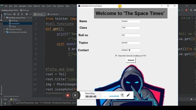 Python Tkinter Form With User's Input Store смотреть онлайн