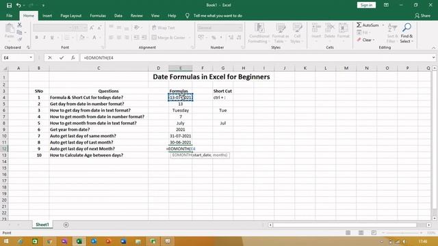 EXCEL FORMULAS |AGE CALCULATION ,TODAY, DAY, TEXT, EOMONTH, YEAR MONTH DATE | EXCEL TUTORIAL PART смотреть онлайн