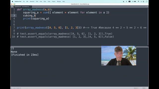 Codewars (Python?) | SpeedCode #2 - Array Madness | kyu8 смотреть онлайн