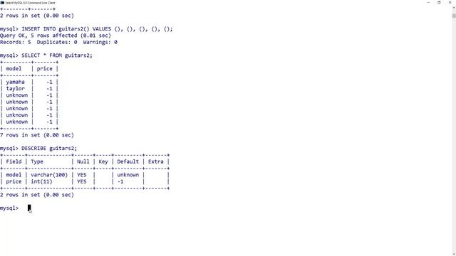 SQL : DEFAULT & NOT NULL смотреть онлайн