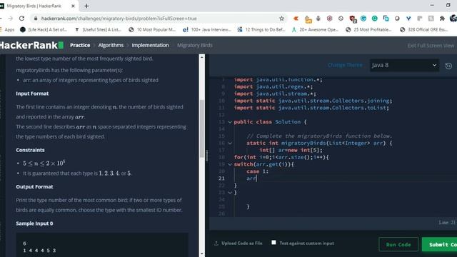 Hackerrank Migratory Birds problem Solution Explained in java смотреть онлайн