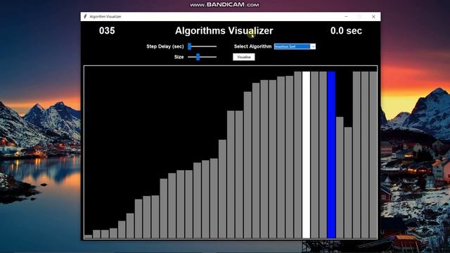 Insertion sort visualization using Python3 and Tkinter смотреть онлайн