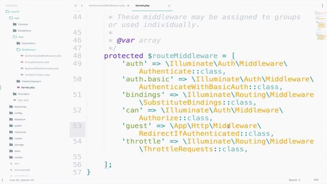 Laravel 5.3 tutorials #20 Middleware (restricting access to pages) смотреть онлайн