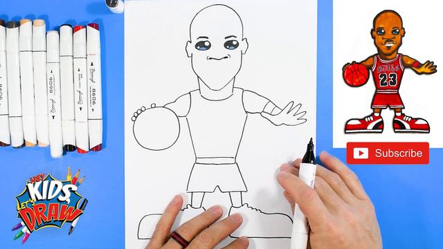 How to Draw Michael Jordan for Kids - Chicago Bulls NBA Basketball Player смотреть онлайн