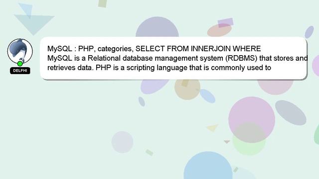MySQL : PHP, categories, SELECT FROM INNERJOIN WHERE смотреть онлайн