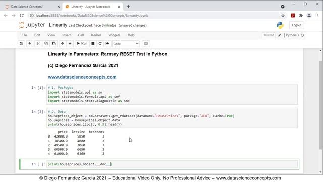Linearity in Parameters. Ramsey RESET Test in Python (Jupyter) смотреть онлайн