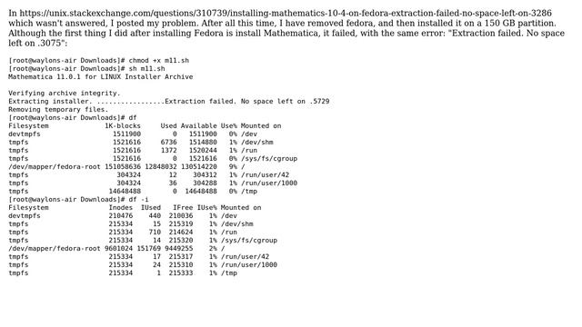 Unix & Linux: No space left on .3075? What does that mean? смотреть онлайн