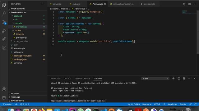 011 Criando seu portfolio do zero - Criando o Schema Portfolio com MongoDB, Mongoose no Node.js смотреть онлайн