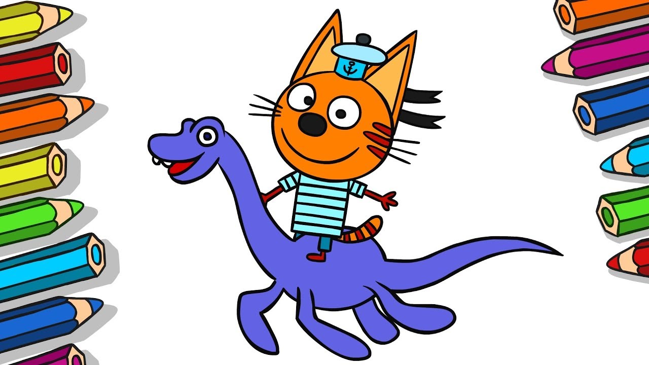 Рисуем Коржика из мультфильма ТРИ КОТА. Как нарисовать кота. Рисуем вместе. смотреть онлайн