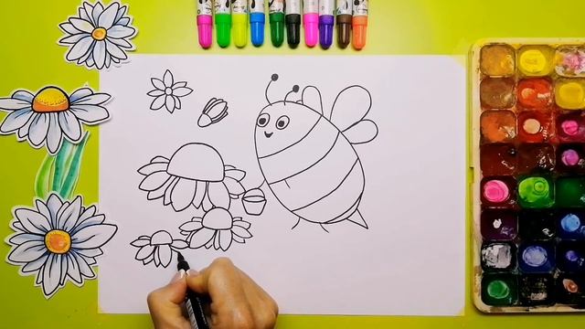 Как нарисовать пчелку. Урок рисования для детей. смотреть онлайн