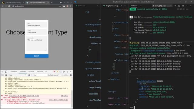 Creating "Quasar Content Form" (Laravel and Sanctum) смотреть онлайн