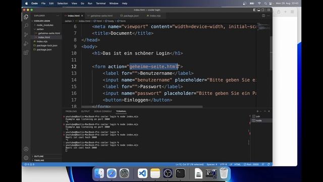 Login programmieren mit Node.js, HTML + eigene Domain | für absolute Anfänger смотреть онлайн