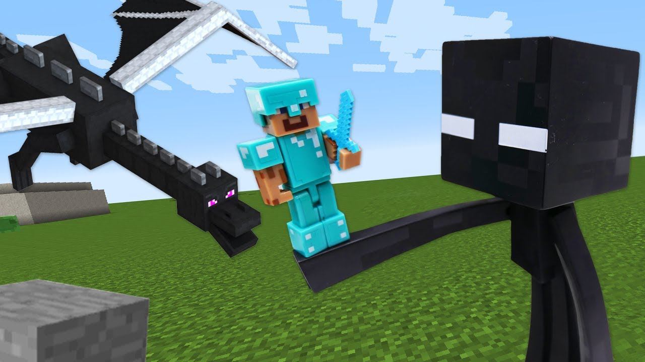 Видео обзор - Стив Майнкрафт Лего защищается от Мобов Эндер Мира! - Minecraft игры битвы онлайн смотреть онлайн