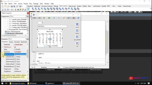 Pemrograman Lazarus & Database PostgreSQL 13 DBCalendar смотреть онлайн