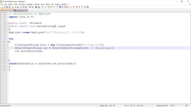 Serialization and DeSerialization in Java смотреть онлайн