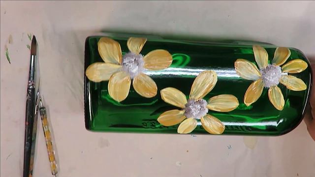 BOTTLE ART BASICS | How to Paint Glass Bottles | Simple Flowers | Relaxing | Aressa1 | 2021 смотреть онлайн