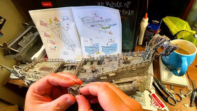 CubicFun 3D Puzzle Of The Flying Dutchman With Eerie Green LED's Build Video (Completion Of Part C)