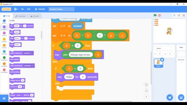 SCRATCH | KVADRAT TENGLAMA YECHIMI | смотреть онлайн