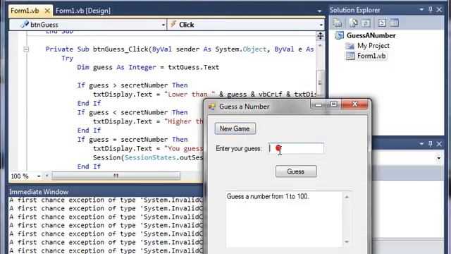Visual Basic (VB) Guessing Game Error Handeling with Try Catch смотреть онлайн