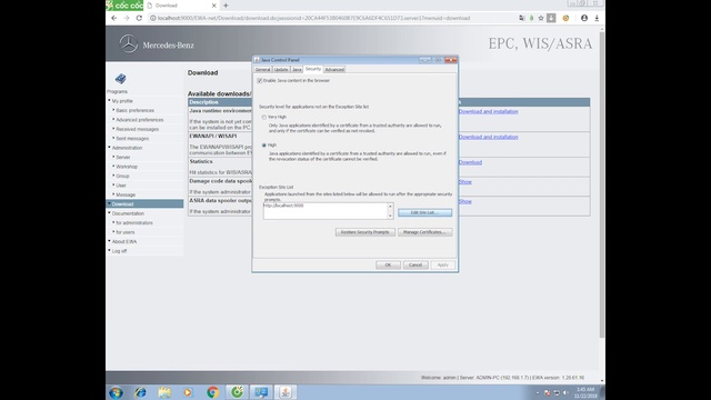 Руководство по установке программного обеспечения Mercedes Benz WIS ASRA NET 2018-2019