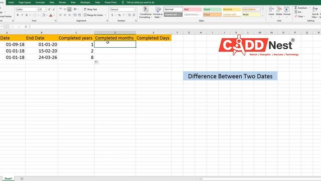 CADD Nest How to Calculate Difference Between Two Dates in Excel смотреть онлайн