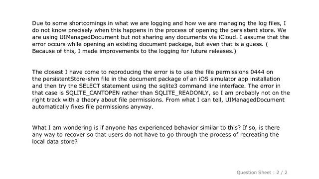 iOS : Core Data SQLite store becomes readonly after update смотреть онлайн