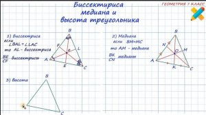 биссектриса, медиана, высота треугольника. Геометрия 7 класс