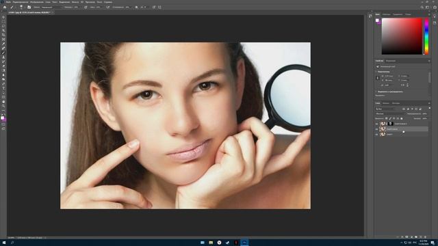 Быстрая ретушь фото! ( Как убрать прыщи, морщины и тд.) В Adobe Photoshop. смотреть онлайн