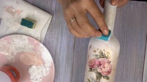 Свадебный декупаж бутылки вина. Мастер-класс от Удовиной Наташи. Красивый декупаж бутылки.