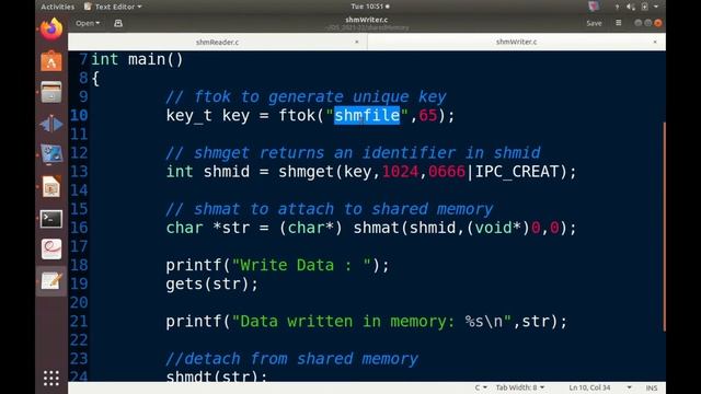 C program for inter-process communication using shared memory in OS смотреть онлайн