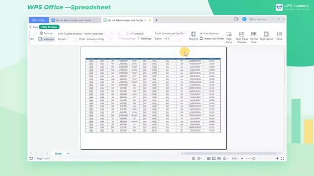 [WPS Academy] 2.1.3 Excel:Set the Table Header and Footer смотреть онлайн
