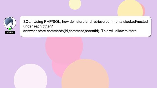 SQL : Using PHP/SQL, how do I store and retrieve comments stacked/nested under each other? смотреть онлайн