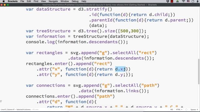 Classic Family Tree using D3.js (From D3.js Course) - Part 1 смотреть онлайн