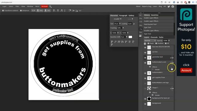 How to Design a Pin-Back Button for Print using PhotoPea (free Photoshop Alternative) смотреть онлайн