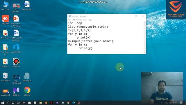 Lecture 23 for loop in python #programmingwithashvini смотреть онлайн
