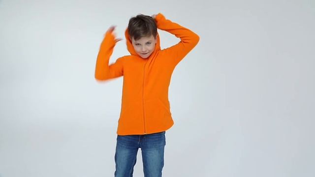 Оранжевая детская кофта с ушками лисёнка из флиса смотреть онлайн