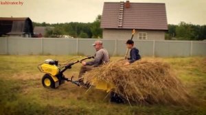 Мотоблок с прицепом Целина в работе