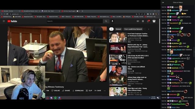 xqc react to johnny depp struggles to stop laughing during witness testimony смотреть онлайн
