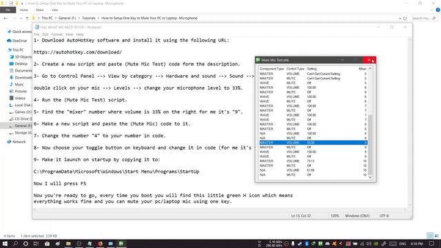 How to Mute Your PC or Laptop Microphone Using One Key [mic mute toggle] [AutoHotKey] [Full Guide] смотреть онлайн