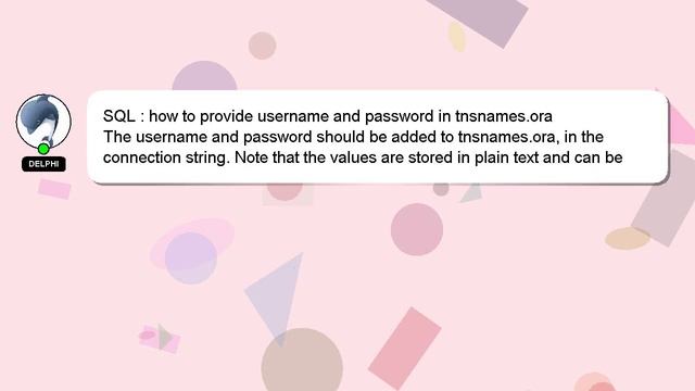SQL : how to provide username and password in tnsnames.ora смотреть онлайн