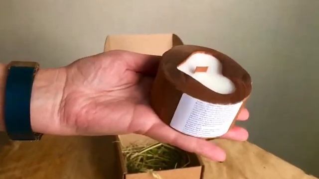 Свеча из массива дерева с натуральным кокосовым воском и фитиль из древесины, диаметр 8см смотреть онлайн