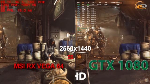 Deus Ex Mankind Divided RX Vega 64 vs GTX 1080 (GECID.com) в 2K\4K Ультра смотреть онлайн