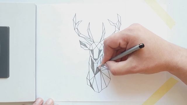 Как нарисовать оленя | Рисунок в стиле оригами | How to draw a deer | Origami style drawing смотреть онлайн