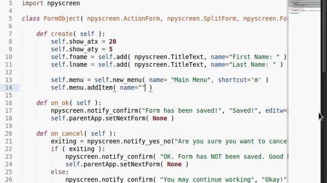 Python [npyscreen] 09 Form Menus смотреть онлайн