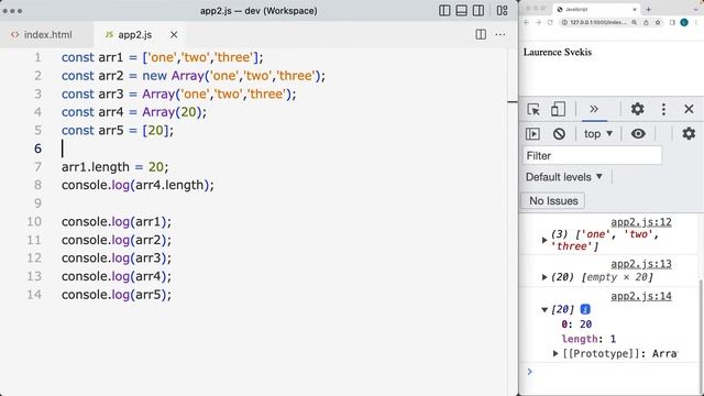 Creating Arrays JS Creating and working with Arrays in JS смотреть онлайн