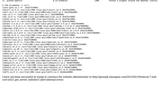 Curl: (35) Error:14077438:SSL Routines:SSL23_GET_SERVER_HELLO:tlsv1 Alert Internal Error