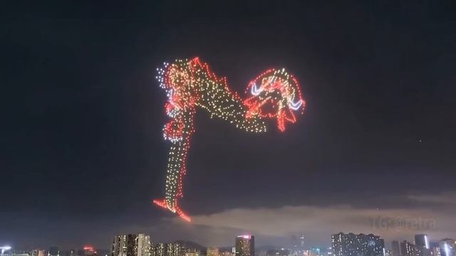 Шоу дронов в китайском городе Шеньчжэн. Выглядит круто. смотреть онлайн