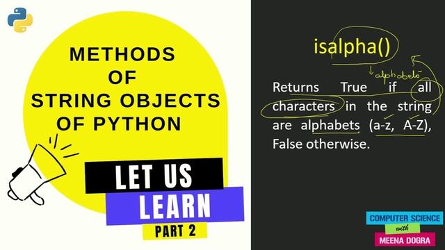 PYTHON STRING OBJECT METHODS - PART 2/PYTHON BEGINNERS/COMPUTER SCIENCE(083)/CBSE CLASS 11 AND 12 смотреть онлайн